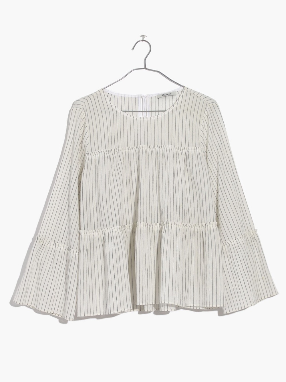 Madewell Striped Tiered Bell-Sleeved Top